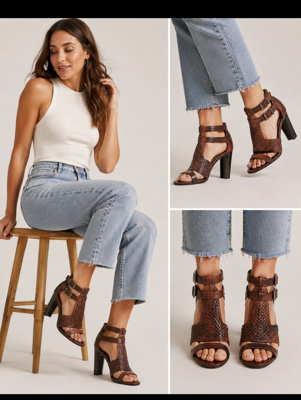NWT BCBGMaxAzria Brown Stiletto Heels with Crisscross Straps -Leather